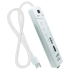 10-Outlet Heavy-Duty Surge Protector Power Strip with 2 USB Ports and Coaxial, Phone, and Modem Protection (White; 15-Foot Cord)
