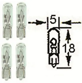 10 x HL124 12v Wedge Base Instrument Bulbs