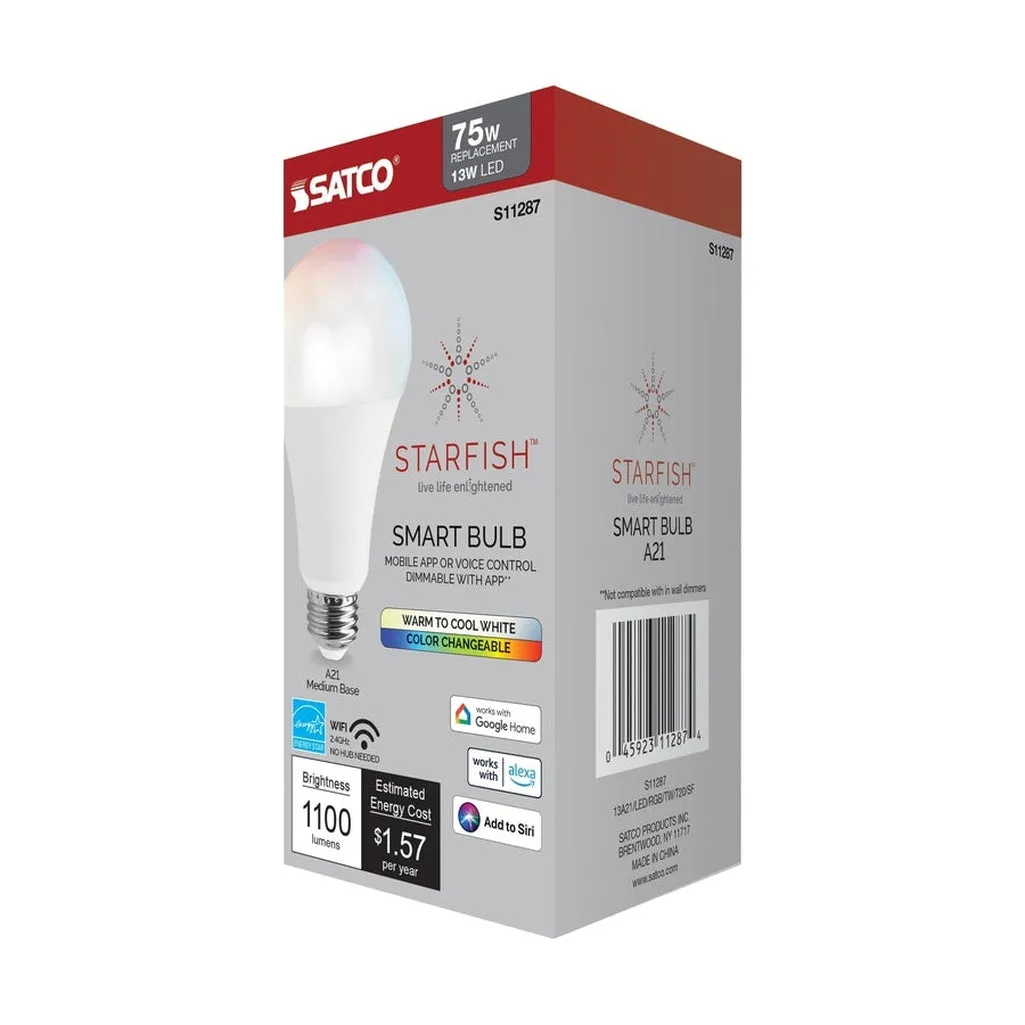 13W - A21 LED - RGB & Tunable White - Starfish IOT - Medium base - 220 Beam Angle - 120V - 1100 Lumens