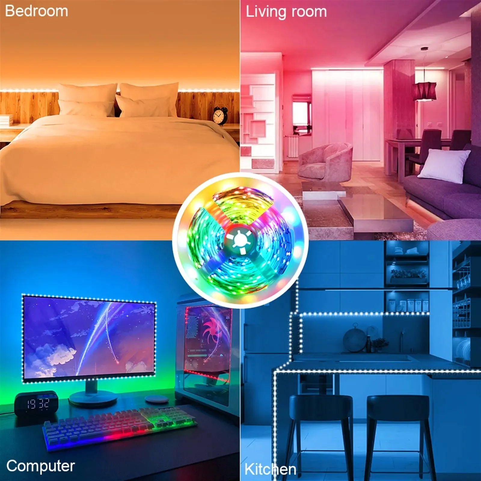150-LED SMD3528 24W RGB IR44 Light Strip with IR Remote-RGB Light Strip