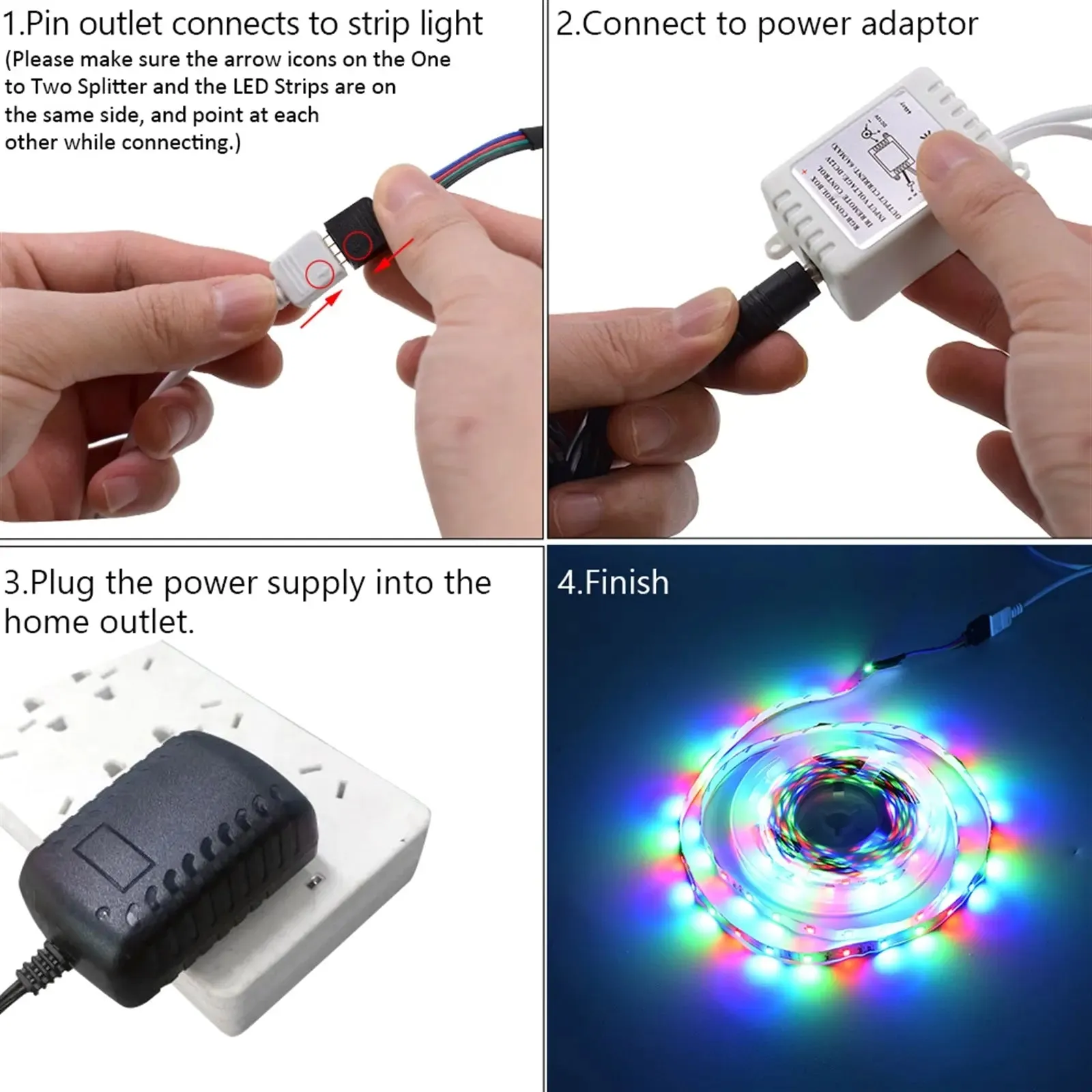 150-LED SMD3528 24W RGB IR44 Light Strip with IR Remote-RGB Light Strip
