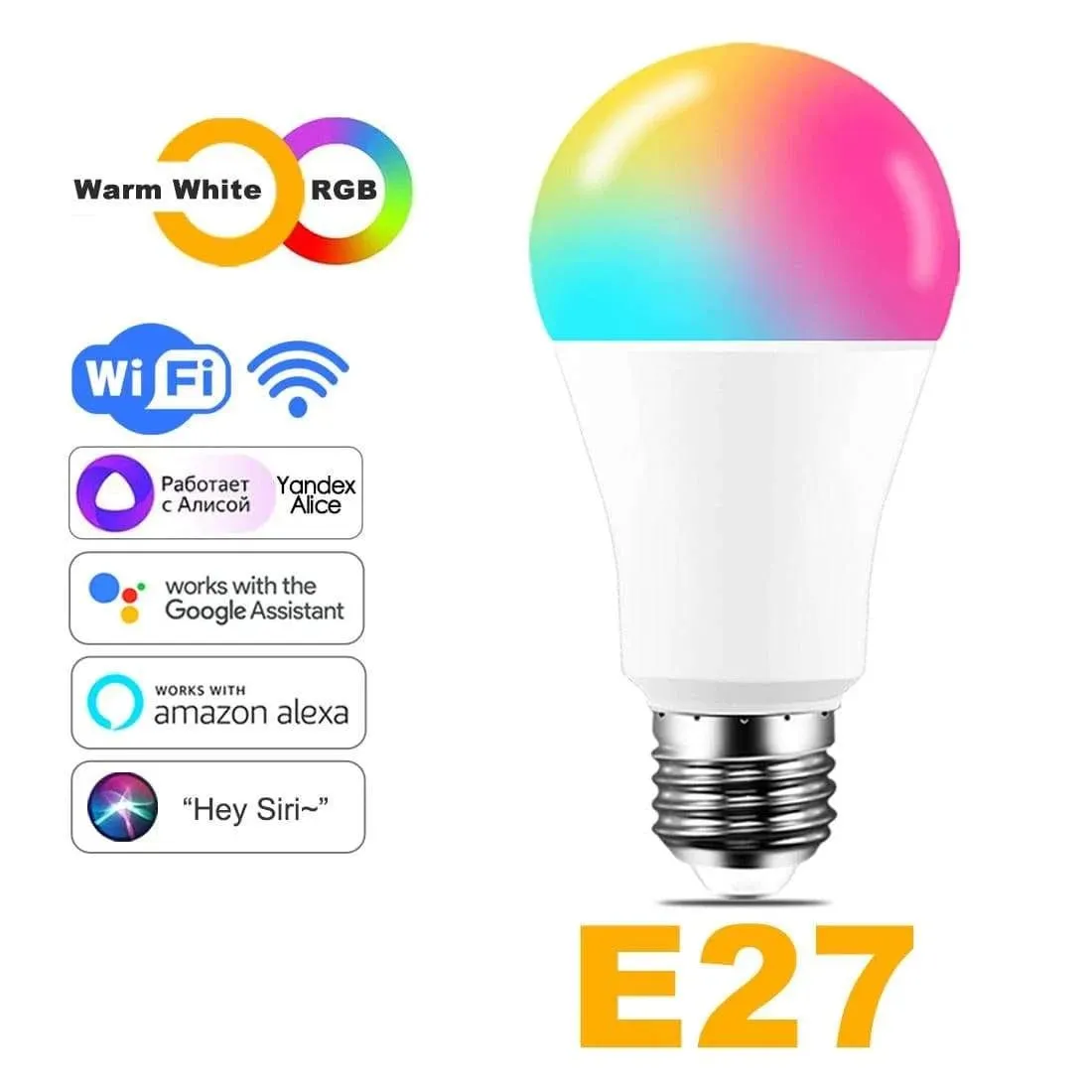 15W WiFi Smart Light Bulb - Voice-Controlled