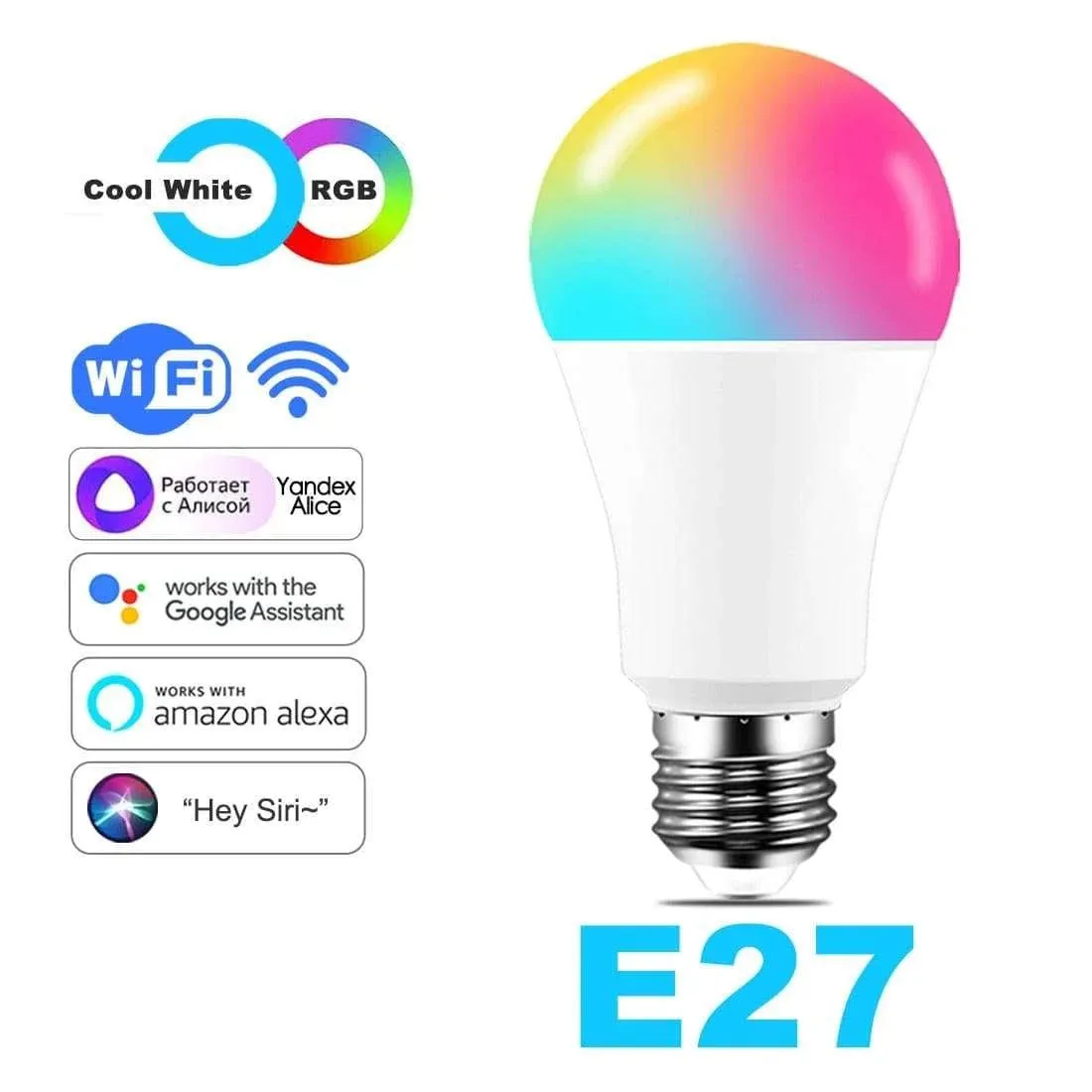 15W WiFi Smart Light Bulb - Voice-Controlled