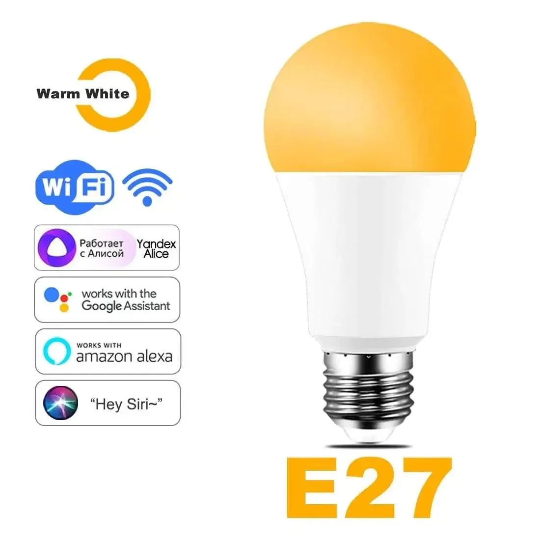 15W WiFi Smart Light Bulb - Voice-Controlled