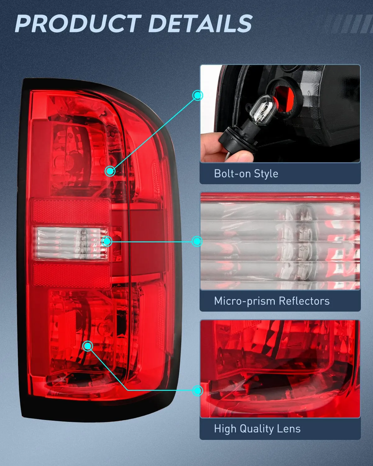 2015-2022 Chevy Colorado Taillight Assembly Rear Lamp Replacement OE Style Driver Side and Passenger Side w/Bulbs
