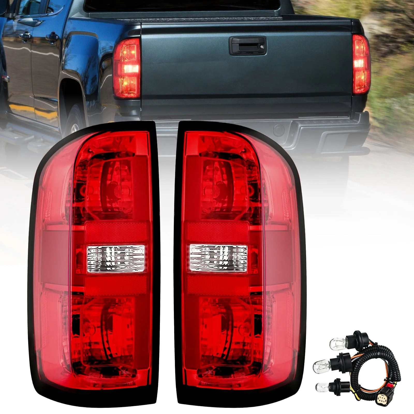 2015-2022 Chevy Colorado Taillight Assembly Rear Lamp Replacement OE Style Driver Side and Passenger Side w/Bulbs