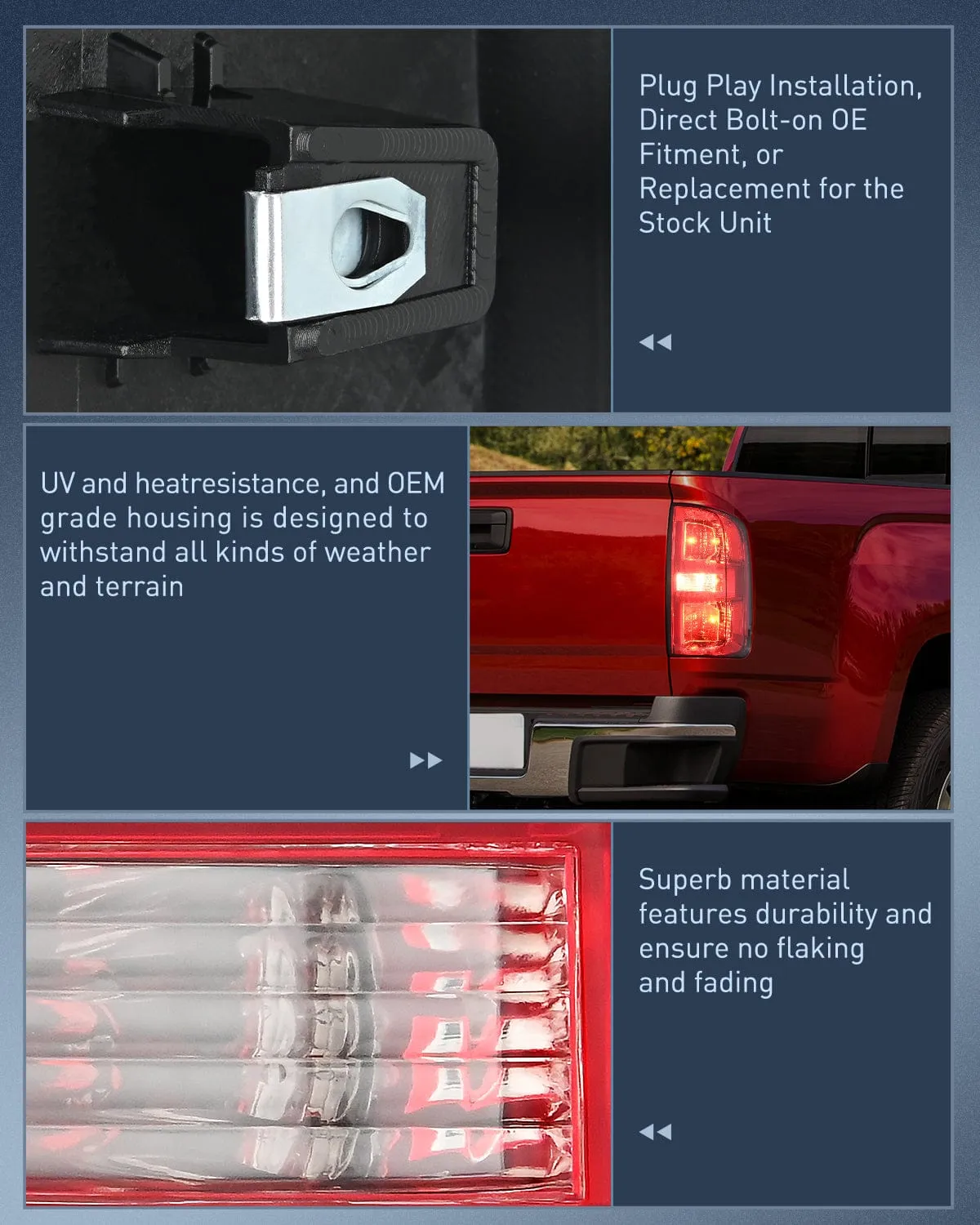 2015-2022 Chevy Colorado Taillight Assembly Rear Lamp Replacement OE Style Driver Side and Passenger Side w/Bulbs