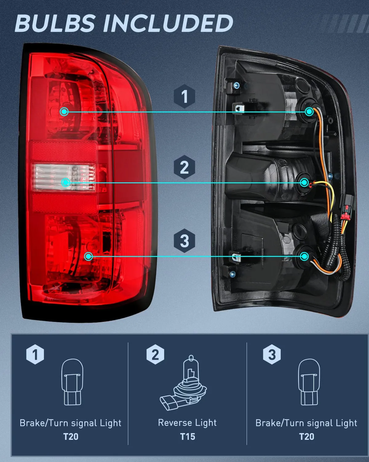 2015-2022 Chevy Colorado Taillight Assembly Rear Lamp Replacement OE Style Driver Side and Passenger Side w/Bulbs