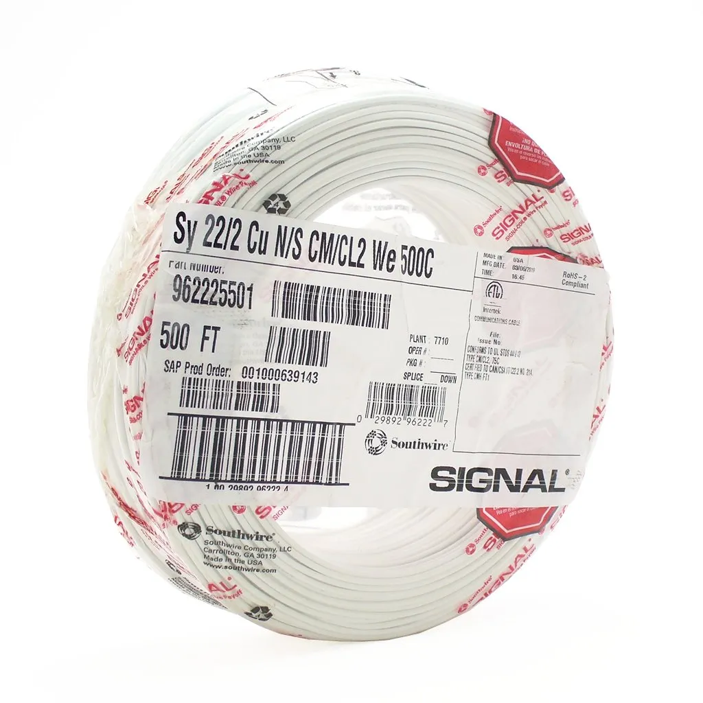 500 ft. roll of 22 ga. 2 conductor solid wire