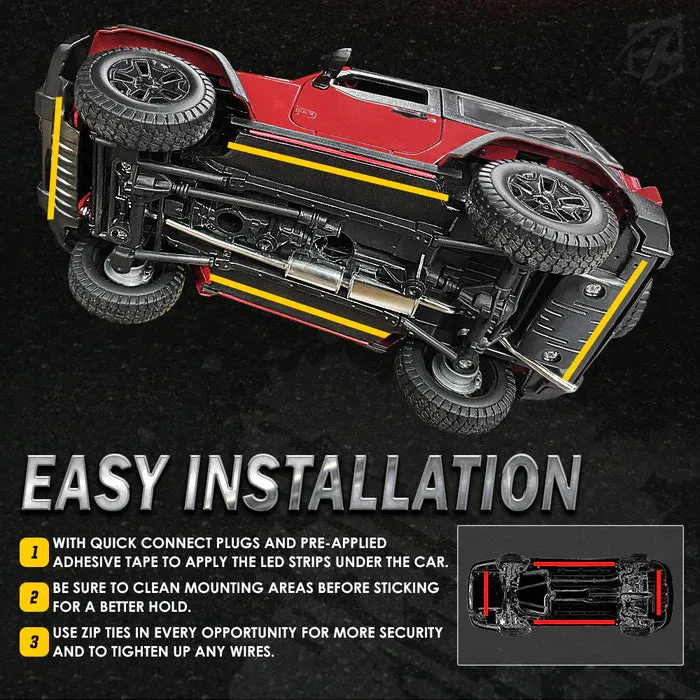 8 Color Battle Series RGB LED Underbody Glow Kit with Remote Control and Bluetooth