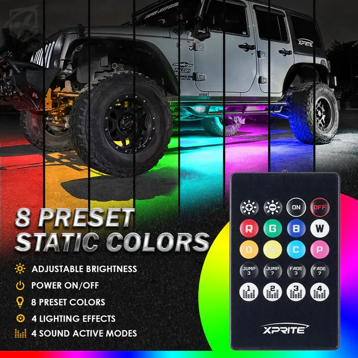 8 Color Battle Series RGB LED Underbody Glow Kit with Remote Control and Bluetooth