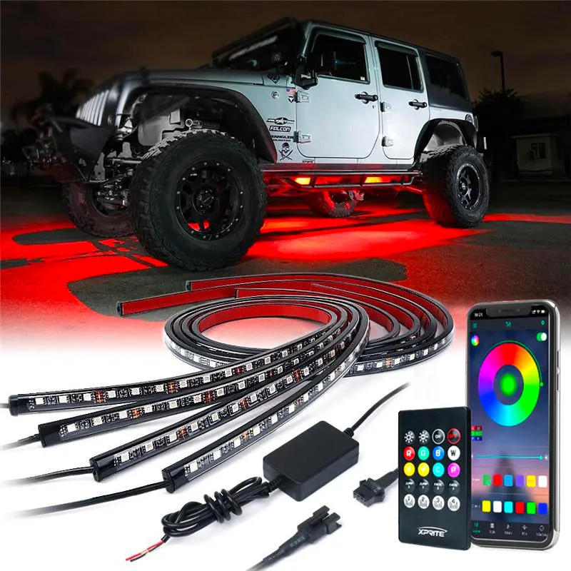 8 Color Battle Series RGB LED Underbody Glow Kit with Remote Control and Bluetooth