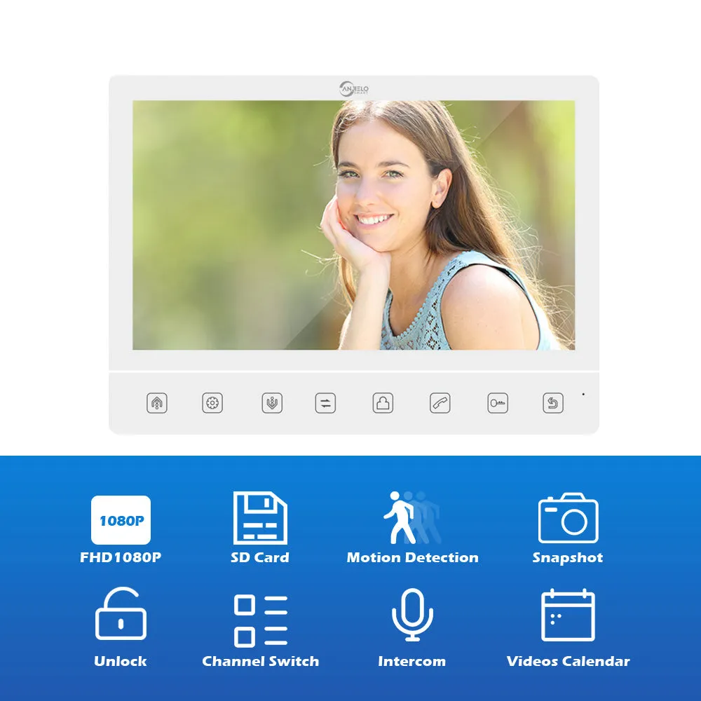 Anjielosmart Latest Touch Monitor 10inch Night Vision Motion Detection Doorbell Camera Video Intercom System For Home
