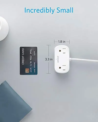 Anker Power Strip with USB PowerExtend USB 2 mini, 2 Outlets, and 2 USB Ports, Flat Plug, 5 ft Extension Cord, Safety System for Travel, Desk, and Home Office