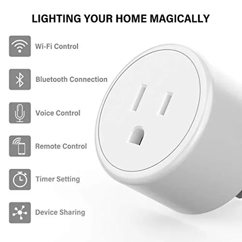 Aoycocr Bluetooth WiFi Smart Plug - Smart Outlets Work with Alexa, Google Home Assistant, Remote Control Plugs with Timer Function, ETL/FCC/Rohs Listed Socket