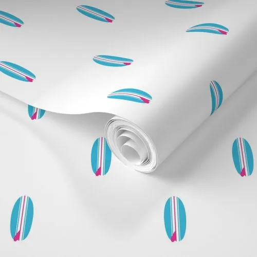 Aqua Blue and Hot Pink Classic Mini Size Surfboards Wallpaper