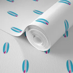 Aqua Blue and Hot Pink Classic Mini Size Surfboards Wallpaper