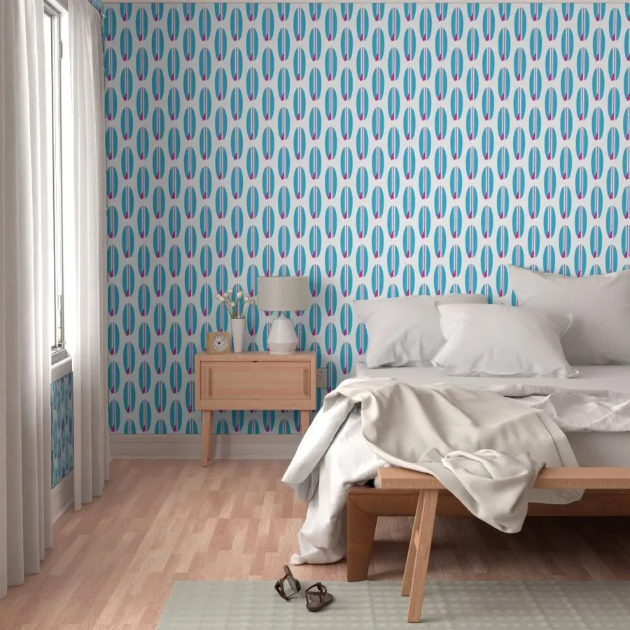 Aqua Blue and Hot Pink Classic Surfboards Wallpaper