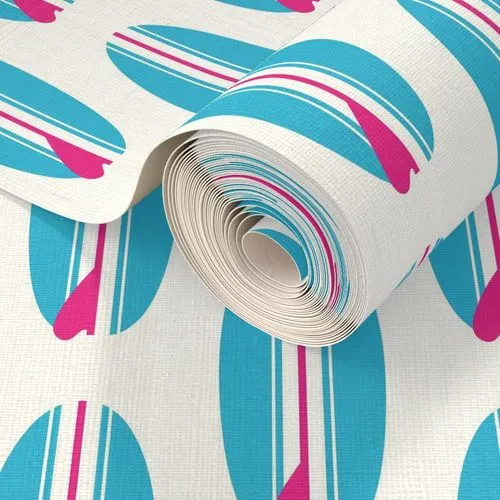 Aqua Blue and Hot Pink Classic Surfboards Wallpaper