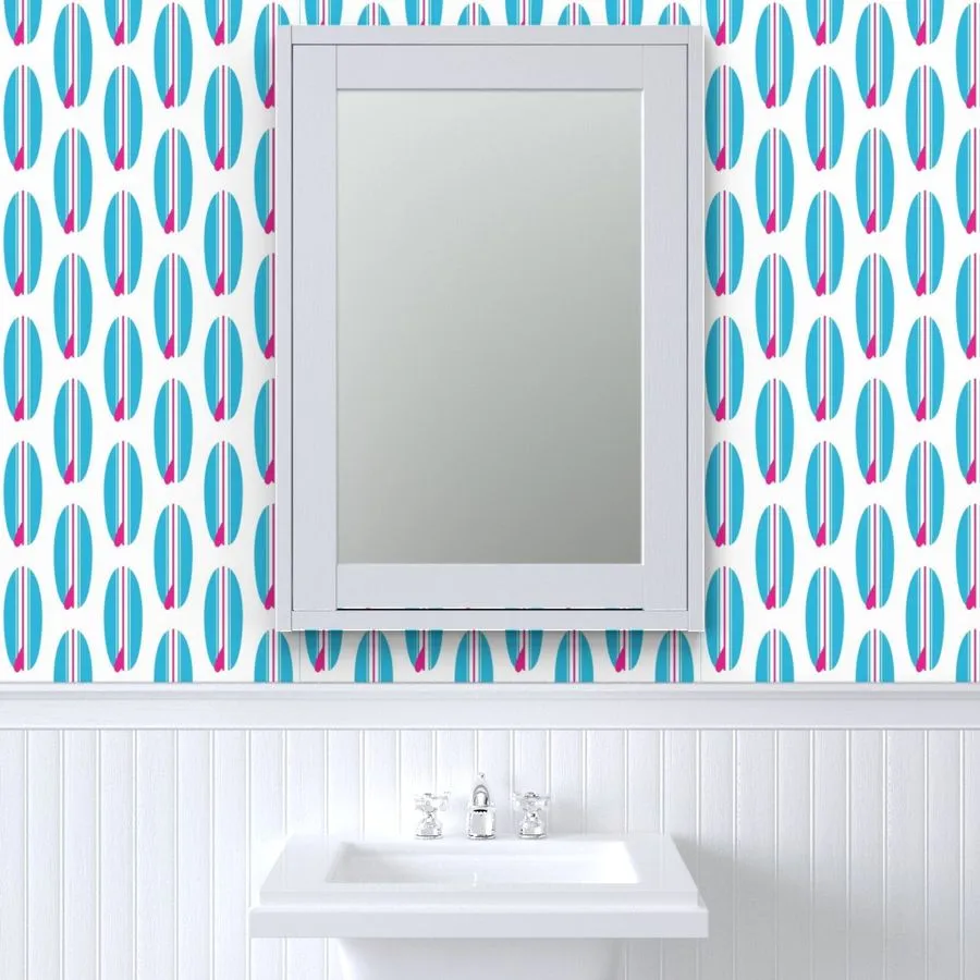 Aqua Blue and Hot Pink Classic Surfboards Wallpaper