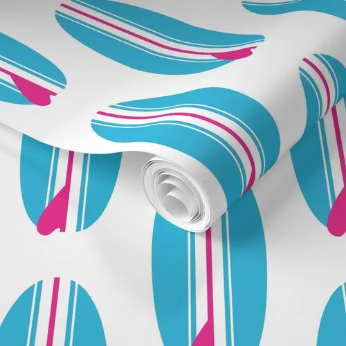 Aqua Blue and Hot Pink Classic Surfboards Wallpaper
