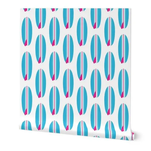 Aqua Blue and Hot Pink Classic Surfboards Wallpaper