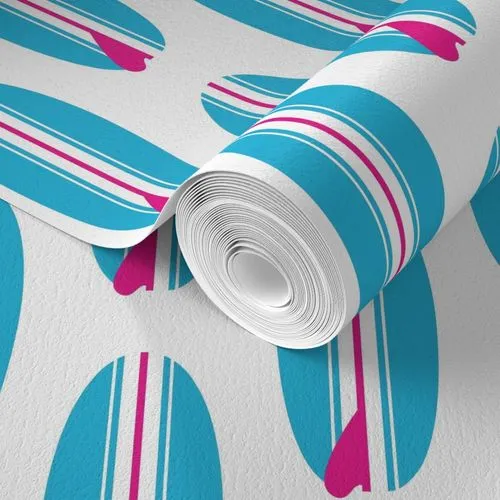 Aqua Blue and Hot Pink Classic Surfboards Wallpaper