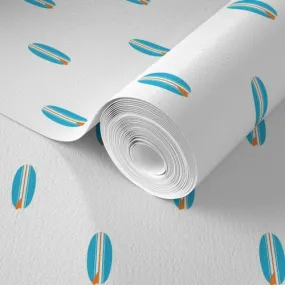 Aqua Blue and Orange Classic Mini Size Surfboards Wallpaper