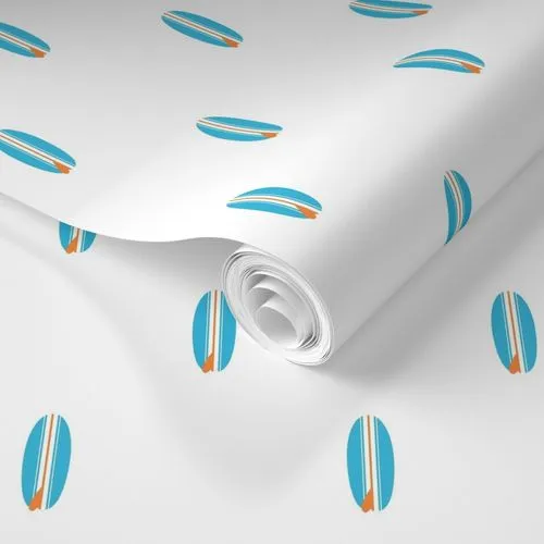 Aqua Blue and Orange Classic Mini Size Surfboards Wallpaper