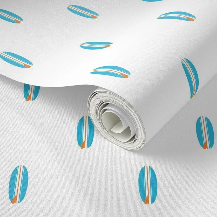 Aqua Blue and Orange Classic Mini Size Surfboards Wallpaper