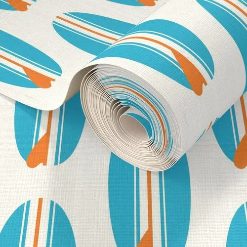 Aqua Blue and Orange Classic Surfboards Wallpaper