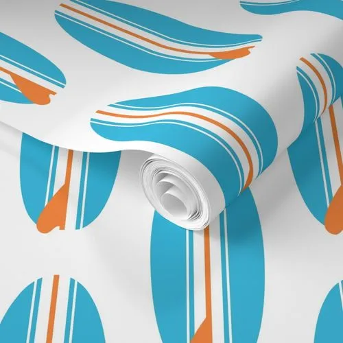 Aqua Blue and Orange Classic Surfboards Wallpaper