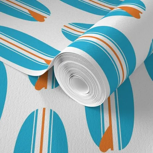 Aqua Blue and Orange Classic Surfboards Wallpaper