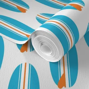 Aqua Blue and Orange Classic Surfboards Wallpaper