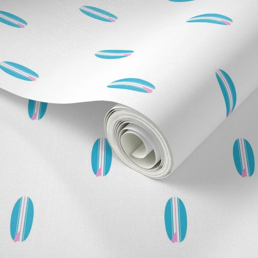 Aqua Blue and Pink Classic Mini Size Surfboards Wallpaper