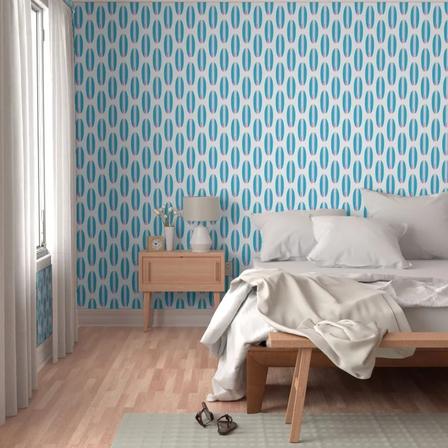 Aqua Blue and Pink Classic Surfboards Wallpaper