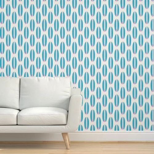 Aqua Blue and Pink Classic Surfboards Wallpaper