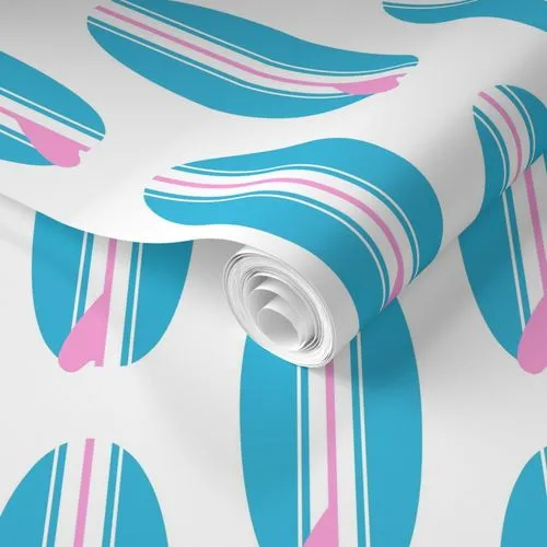 Aqua Blue and Pink Classic Surfboards Wallpaper