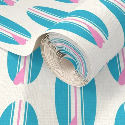 Aqua Blue and Pink Classic Surfboards Wallpaper