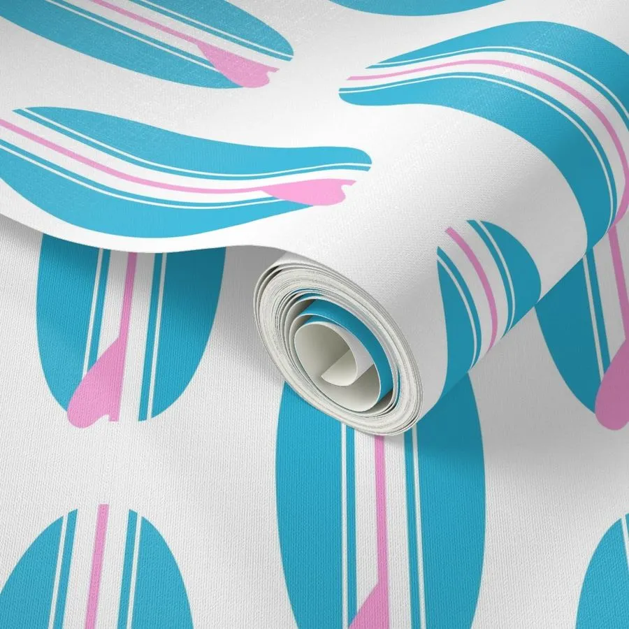 Aqua Blue and Pink Classic Surfboards Wallpaper