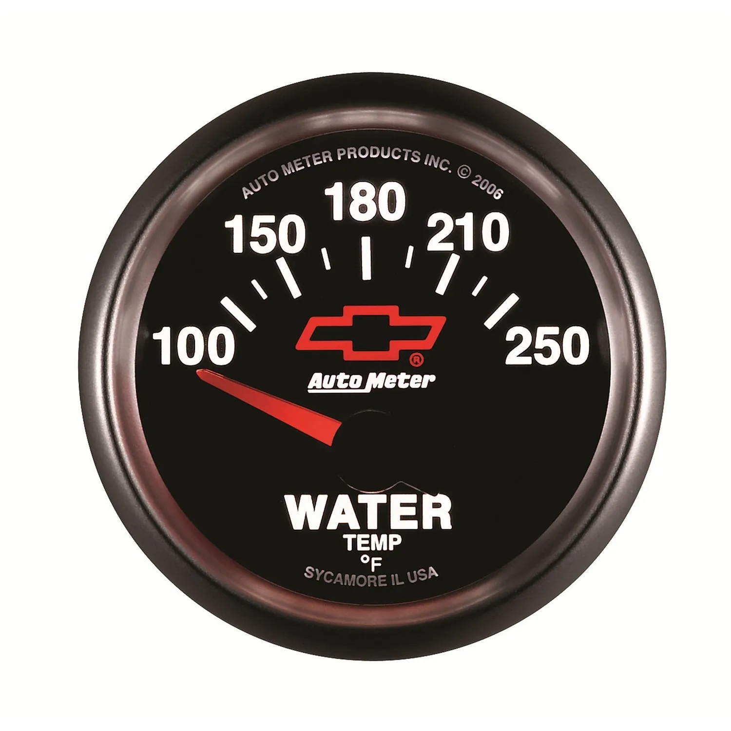 AutoMeter 3637-00406 GAUGE; WATER TEMP; 2 1/16in.; 100-250deg.F; ELECTRIC; CHEVY RED BOWTIE; BLACK