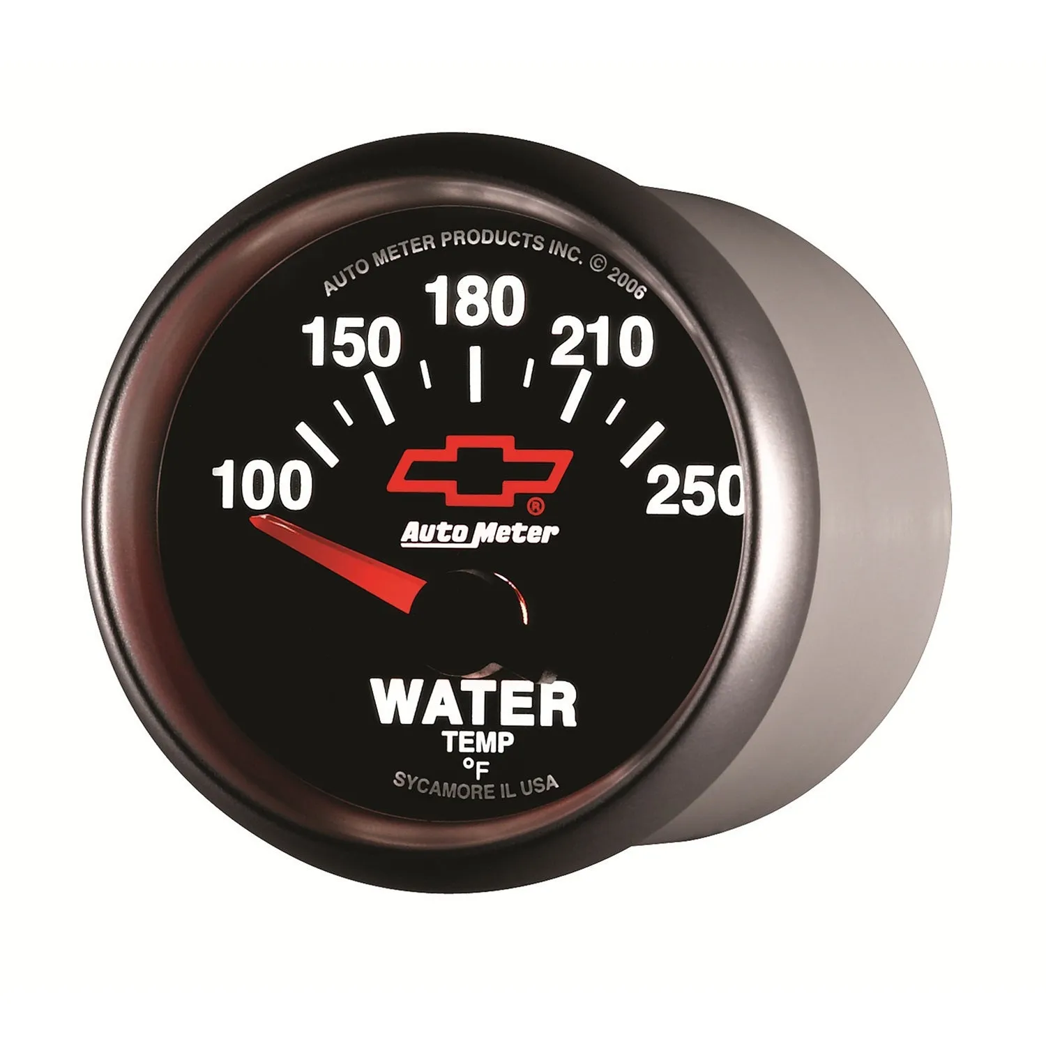 AutoMeter 3637-00406 GAUGE; WATER TEMP; 2 1/16in.; 100-250deg.F; ELECTRIC; CHEVY RED BOWTIE; BLACK