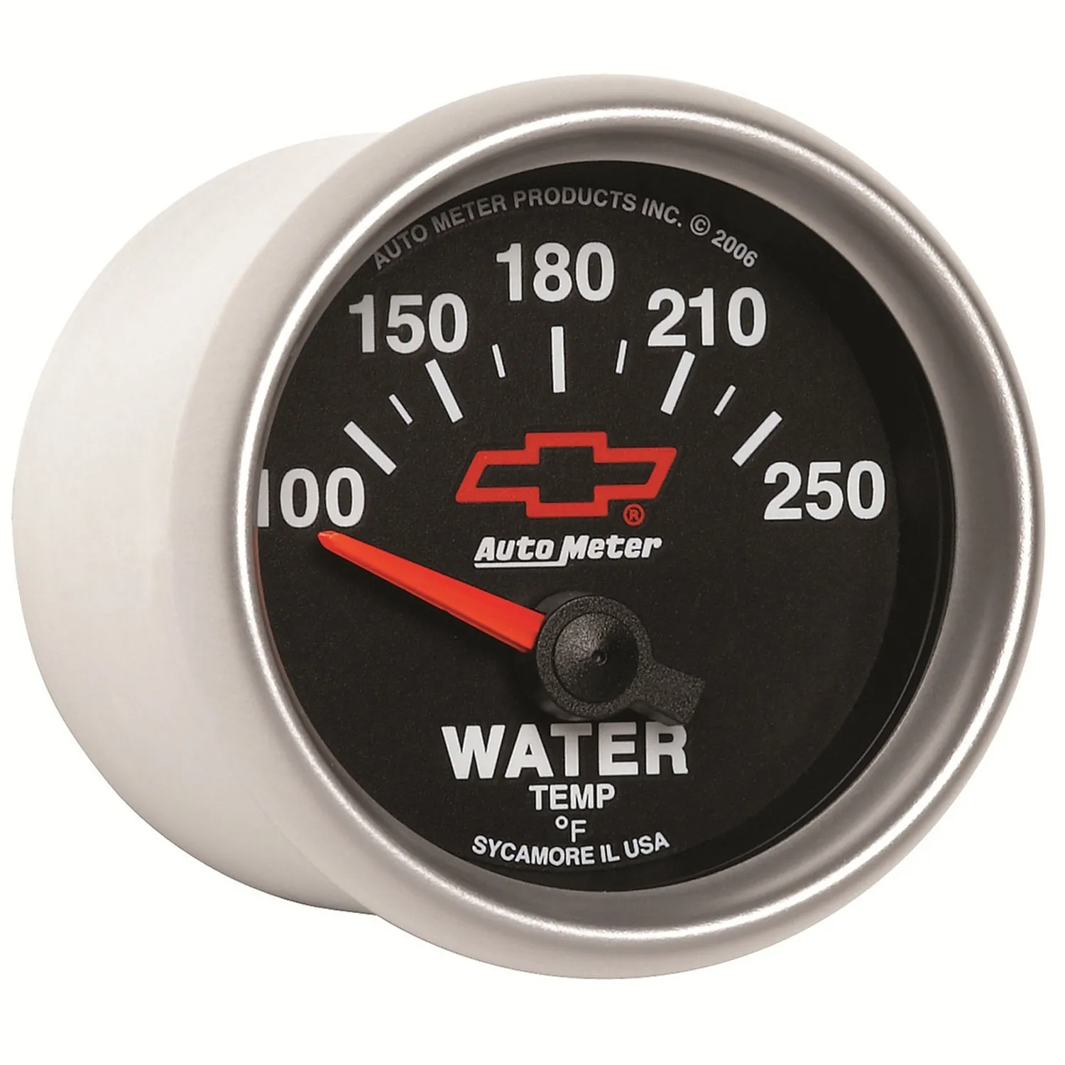 AutoMeter 3637-00406 GAUGE; WATER TEMP; 2 1/16in.; 100-250deg.F; ELECTRIC; CHEVY RED BOWTIE; BLACK