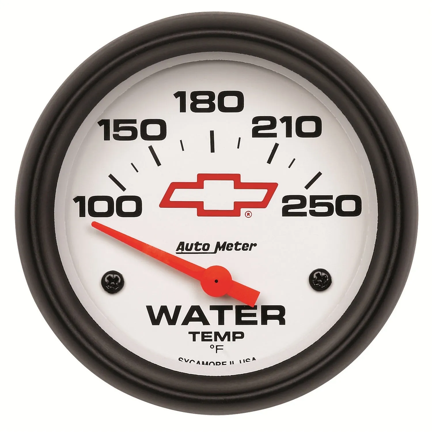 AutoMeter 5837-00406 GAUGE; WATER TEMP; 2 5/8in.; 100-250deg.F; ELECTRIC; CHEVY RED BOWTIE; WHITE