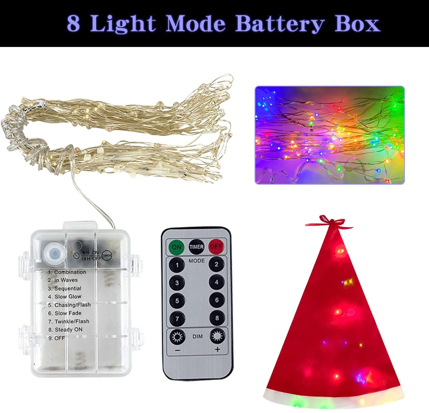 Battery-powered Indoor and Outdoor Christmas Hat Decoration