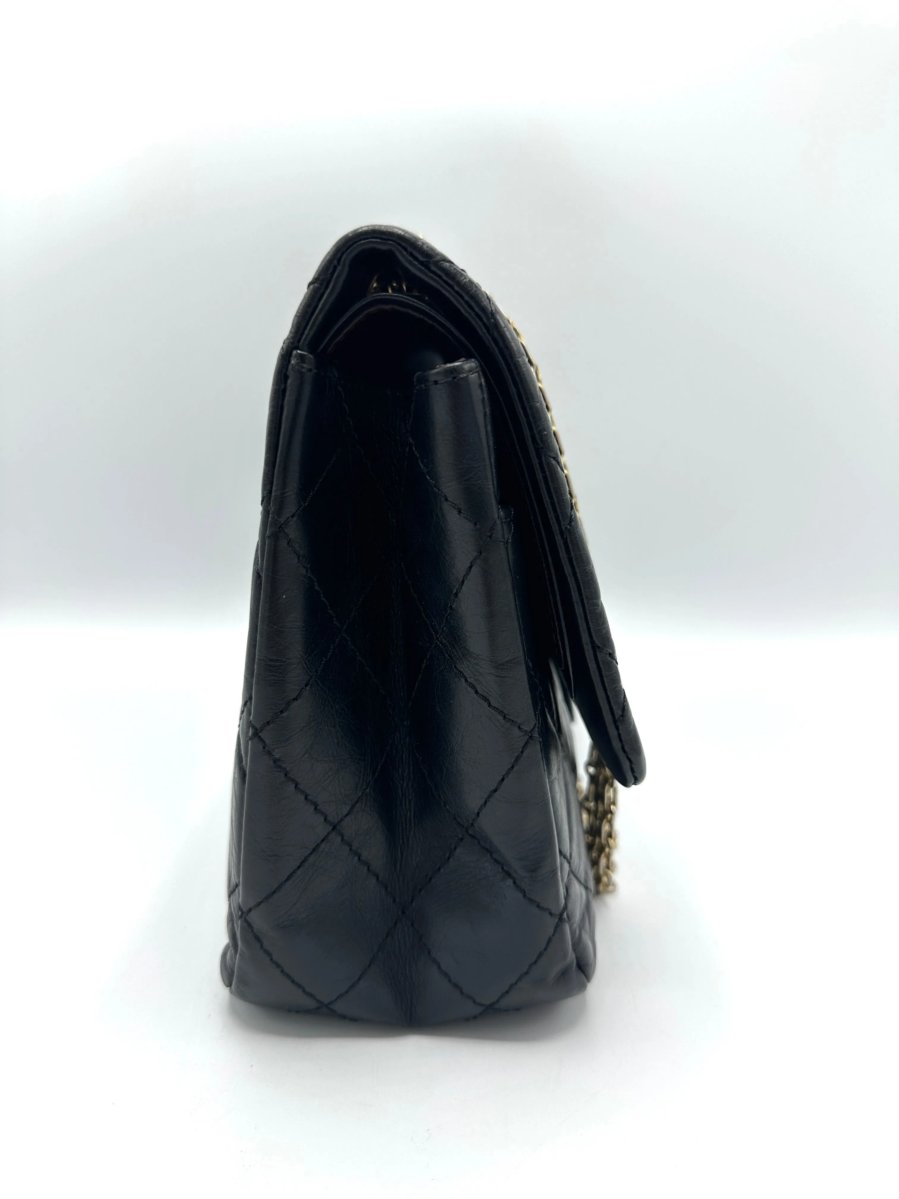 Black Distressed Leather Reissue Double Flap