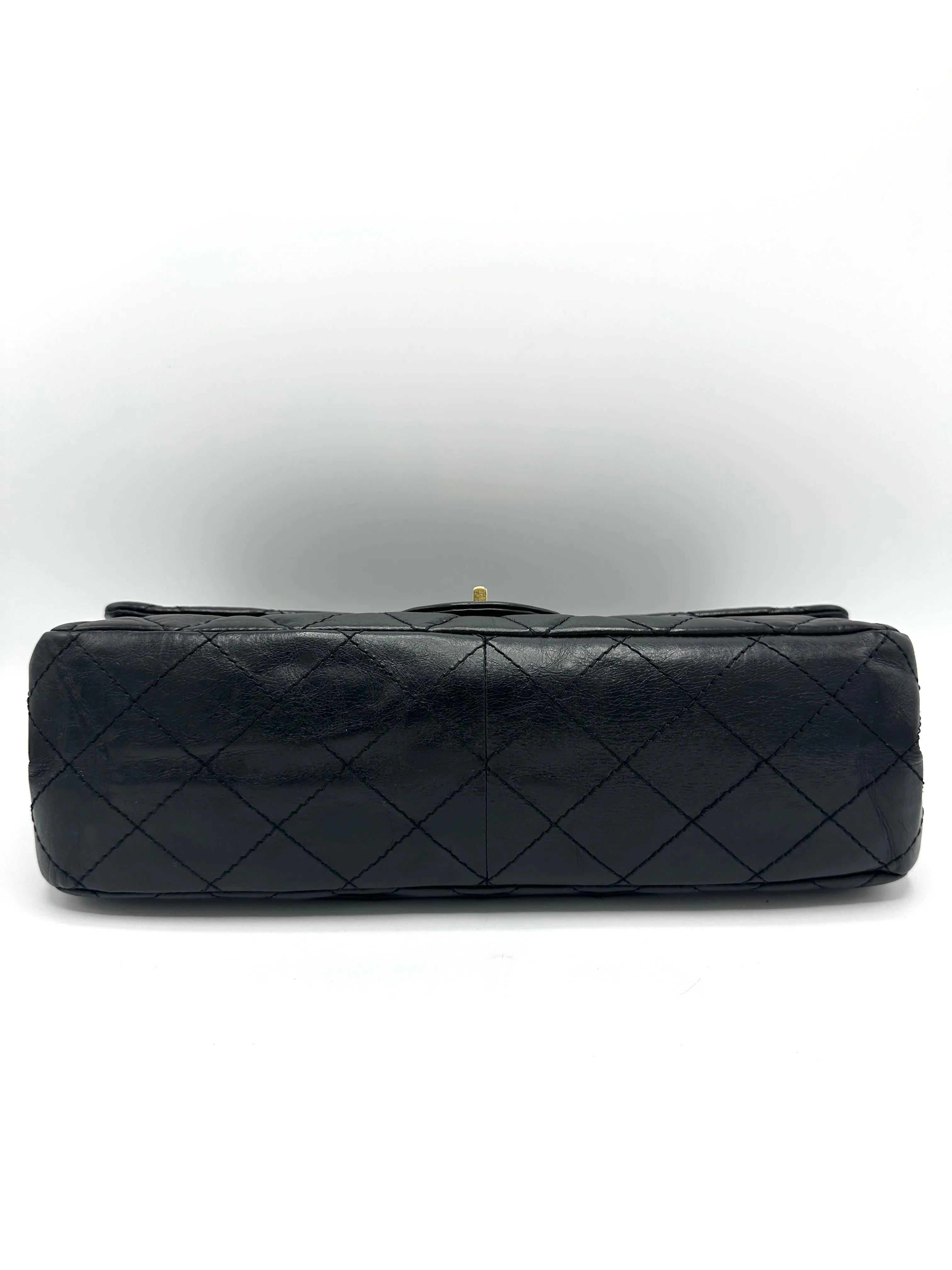 Black Distressed Leather Reissue Double Flap