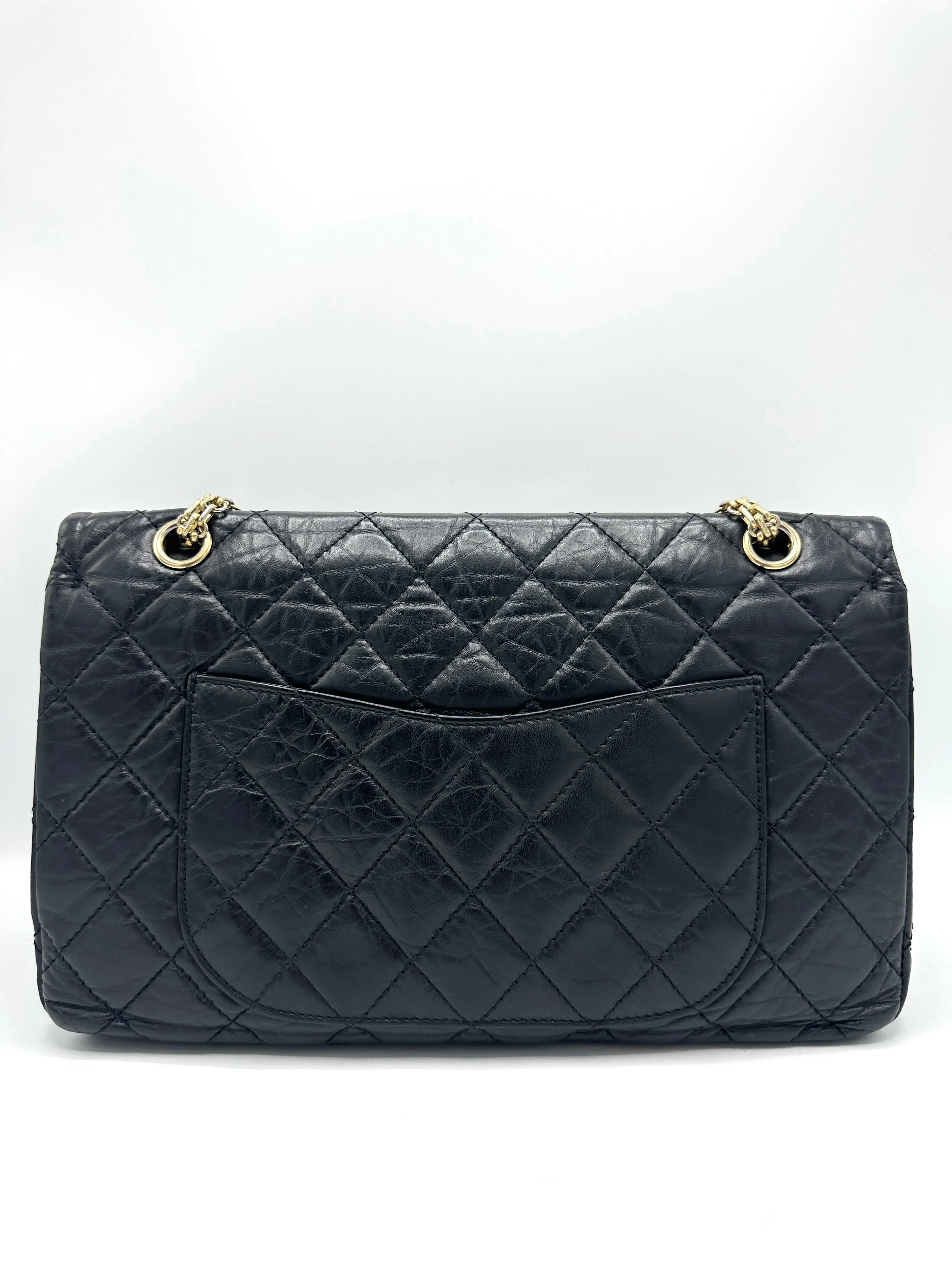 Black Distressed Leather Reissue Double Flap