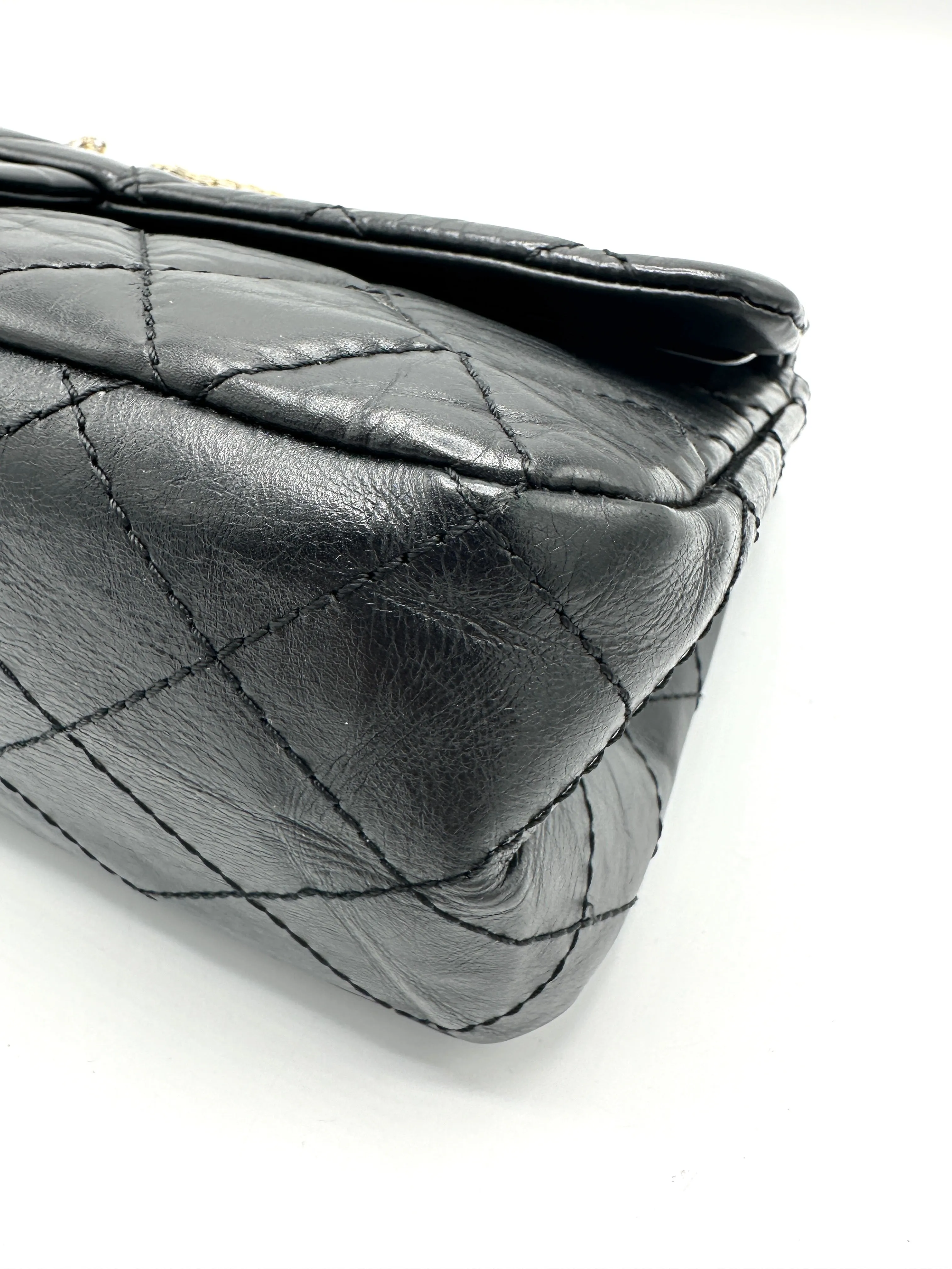 Black Distressed Leather Reissue Double Flap