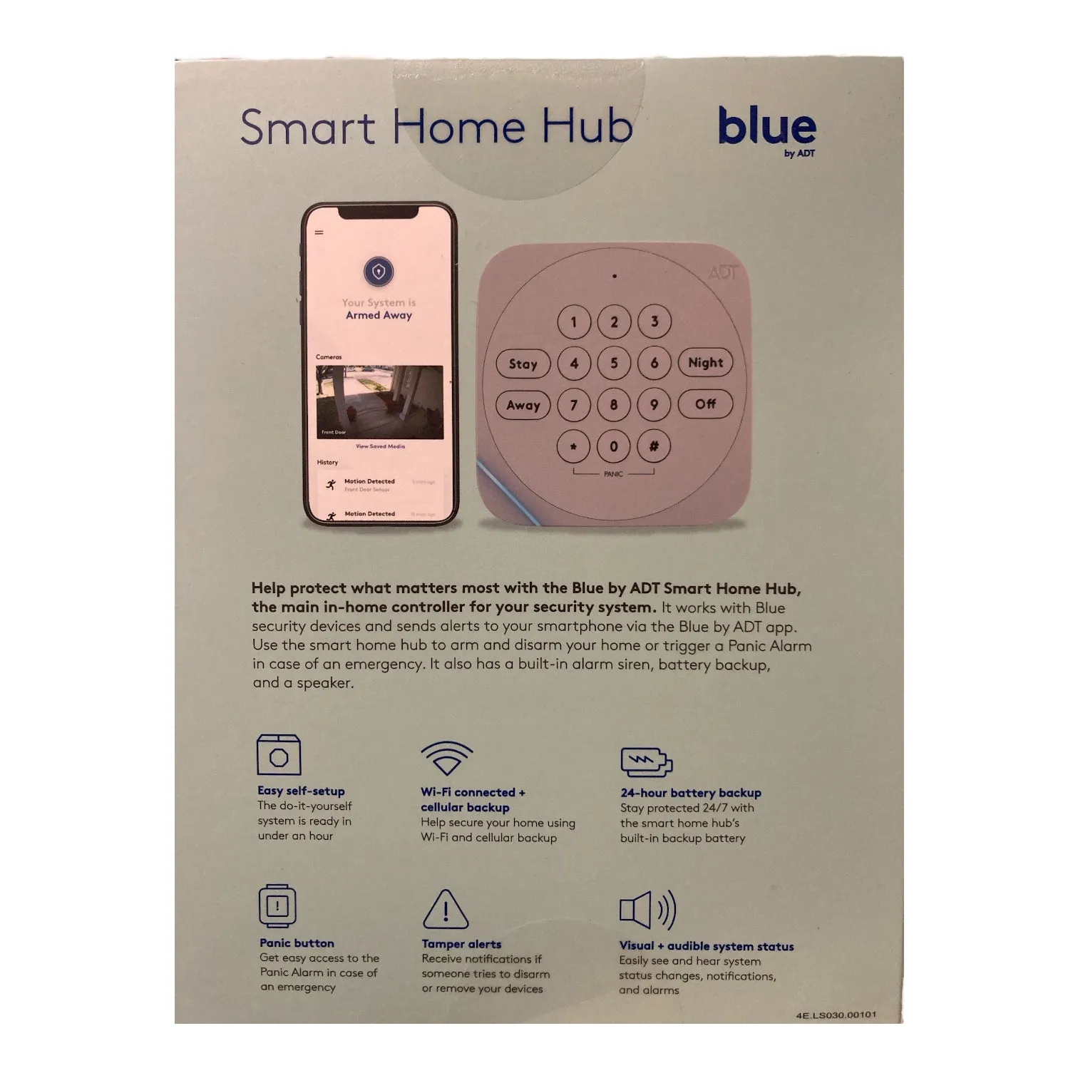 Blue 8pc Home Security System Smart Hub, 4 Door/Window Sensors, Motion Sensor